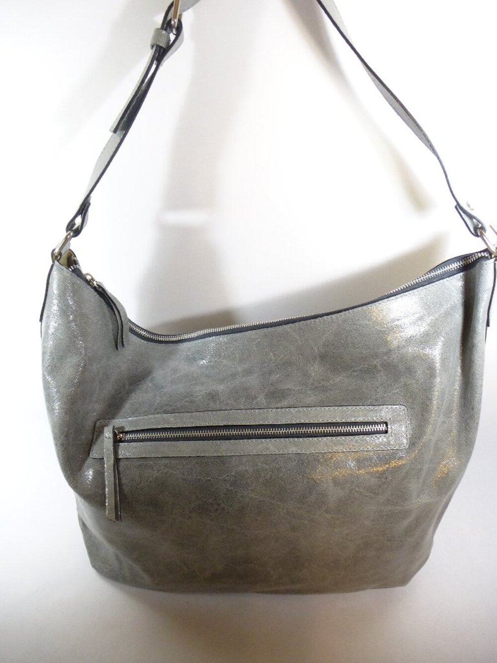 New Florence Leather Market grey soft Italian leather tote